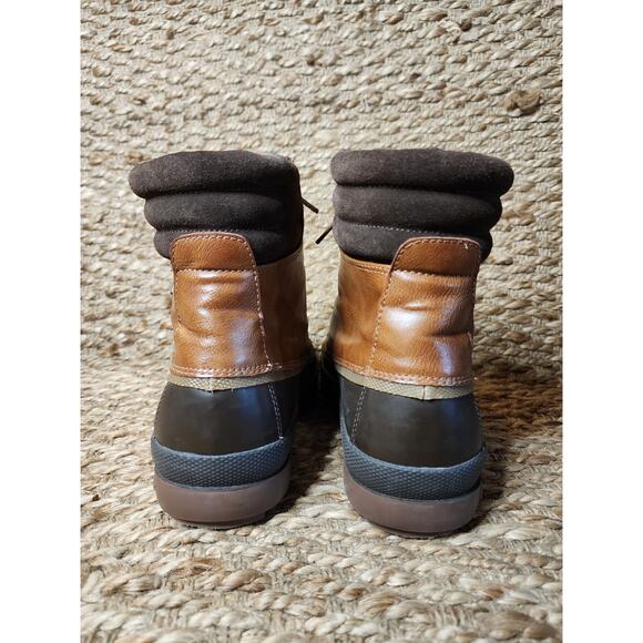 Sperry Mens 10 Cold Bay Warm Winter Snow Rain Boots Waterproof Leather Tan/Brown